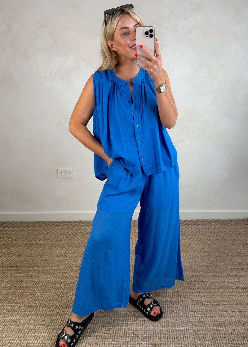 Elsie blouse - cobalt-The Style Attic