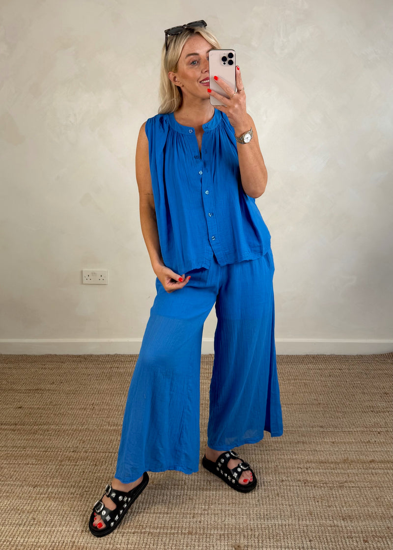 Elsie blouse - cobalt-The Style Attic