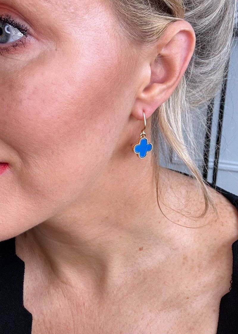 Envy Clover earrings - gold/blue-The Style Attic