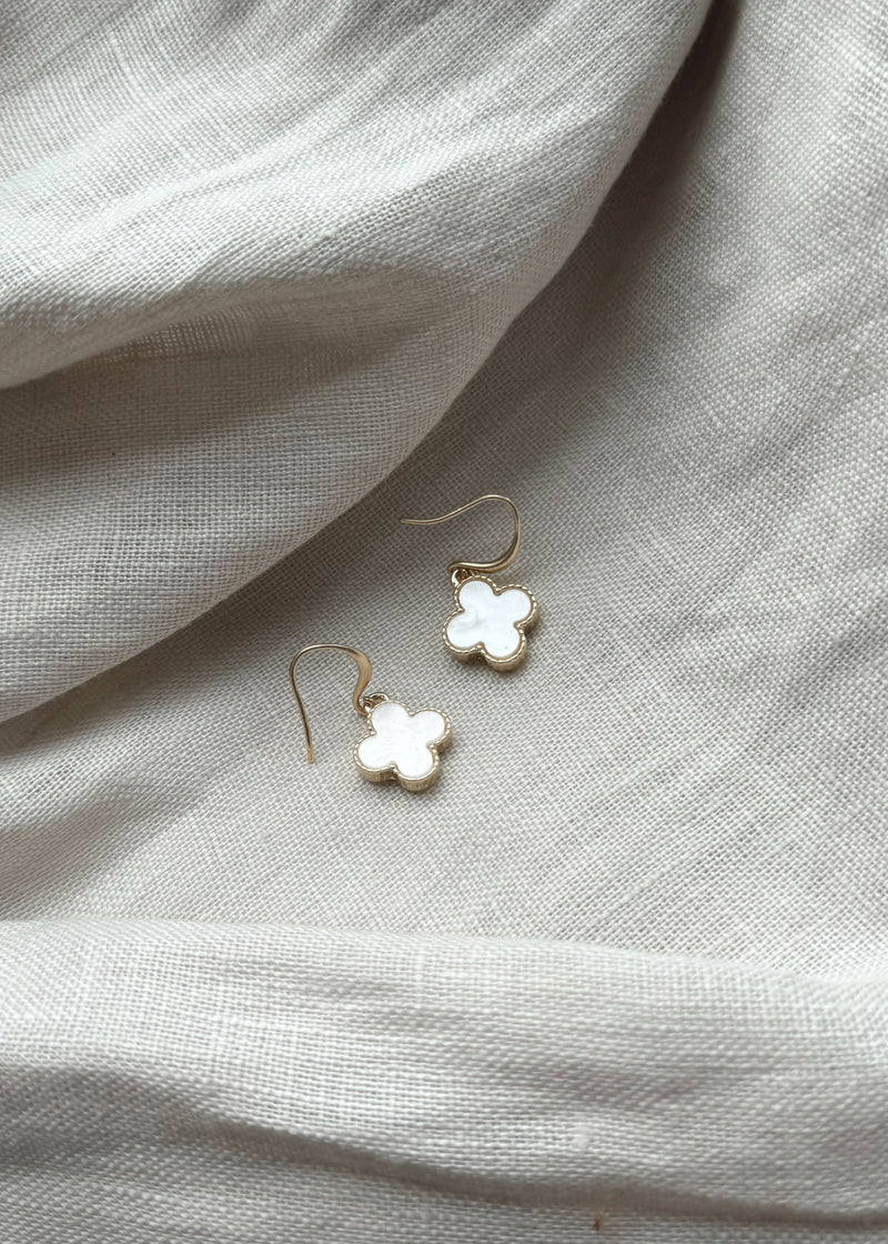 Envy Clover earrings - gold/white-The Style Attic
