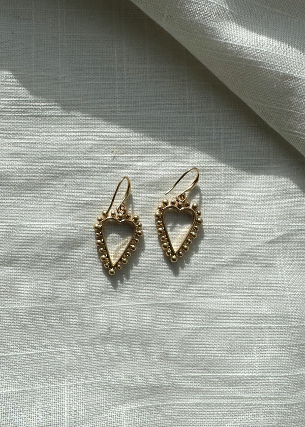 Envy bobble heart earrings - gold-The Style Attic