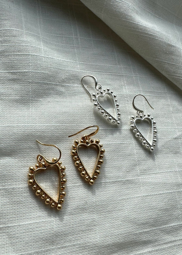 Envy bobble heart earrings - gold-The Style Attic