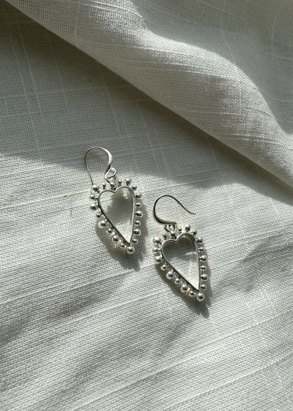 Envy bobble heart earrings - silver-The Style Attic