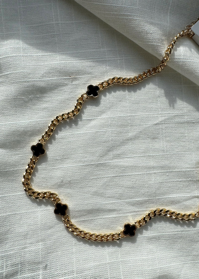 Envy clover necklace - gold/black-The Style Attic