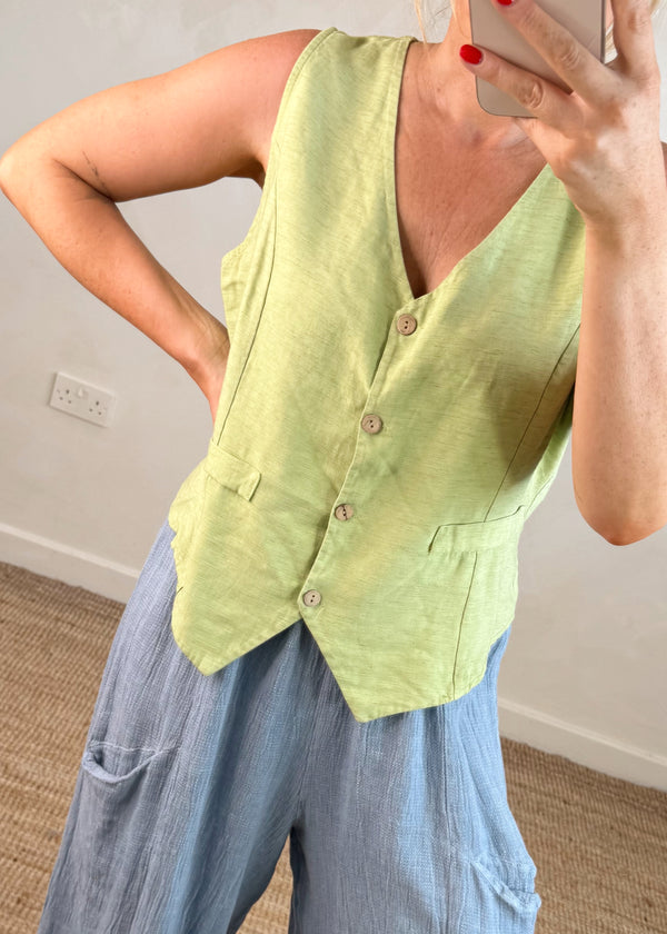 Erica waistcoat - pistachio-The Style Attic