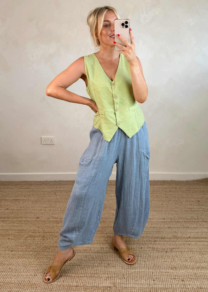 Erica waistcoat - pistachio-The Style Attic