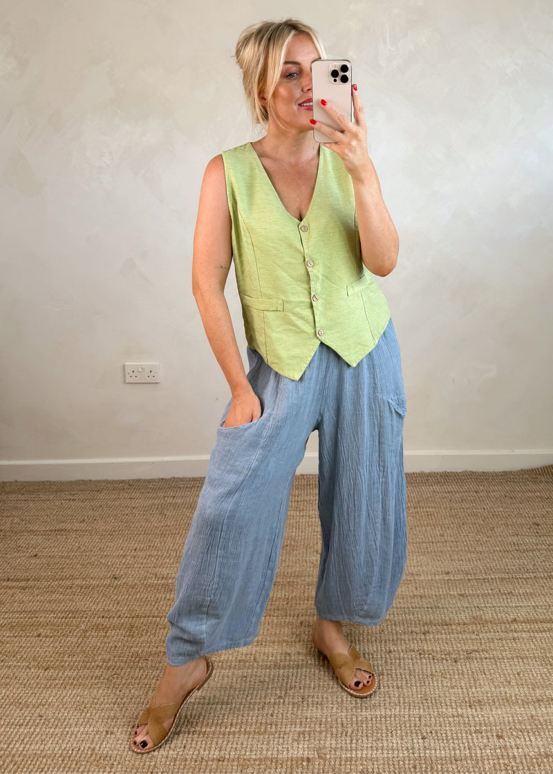 Erica waistcoat - pistachio-The Style Attic