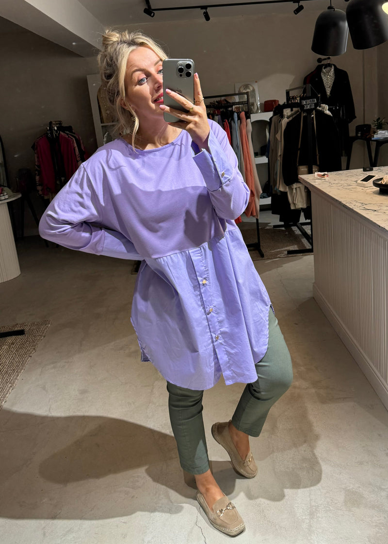Essential button shirt - lilac-The Style Attic