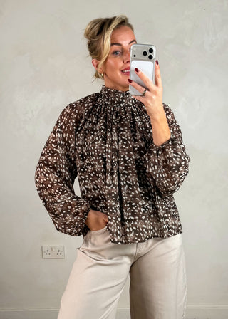 Eva bambi blouse - Chocolate-The Style Attic