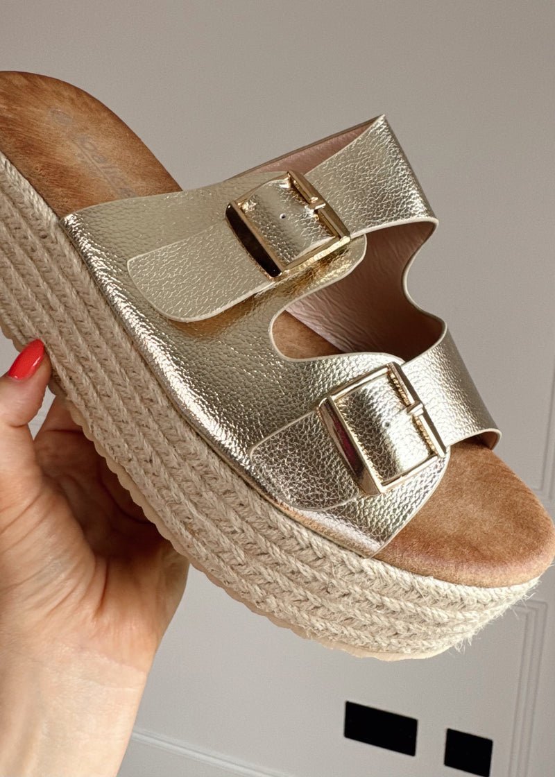 Eva flatform sandal - gold-The Style Attic