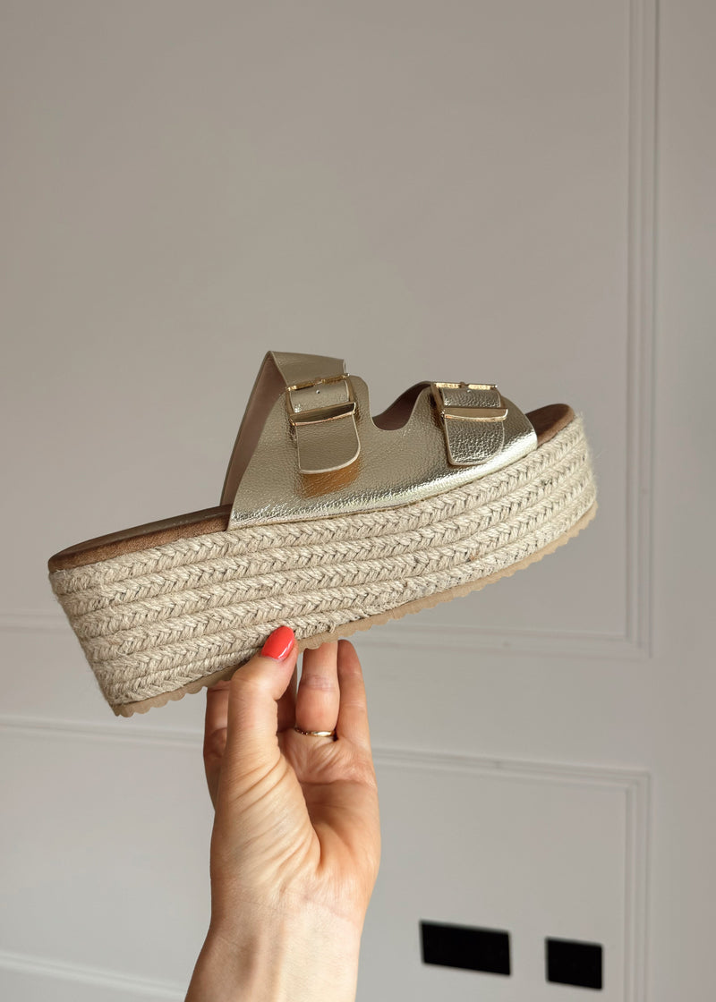 Eva flatform sandal - gold-The Style Attic