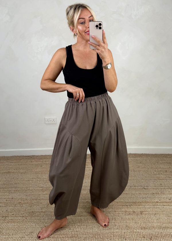 Extreme barrel leg trouser - mocha-The Style Attic