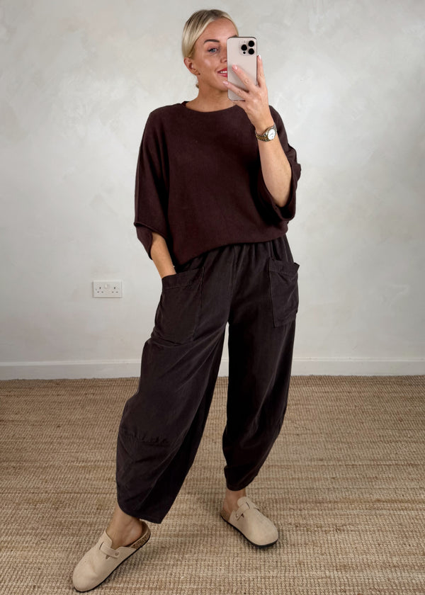 Farrah knit - chocolate-The Style Attic