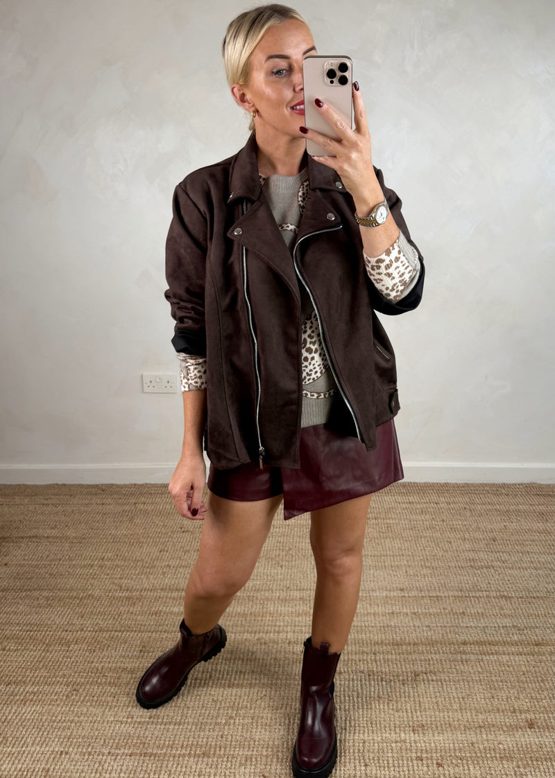 Faux leather skort - Merlot-The Style Attic