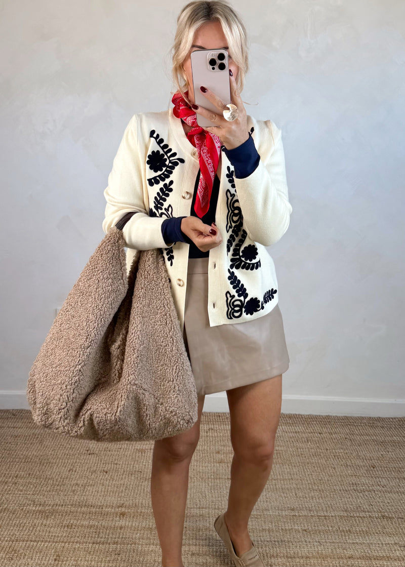 Faux leather skort - beige-The Style Attic