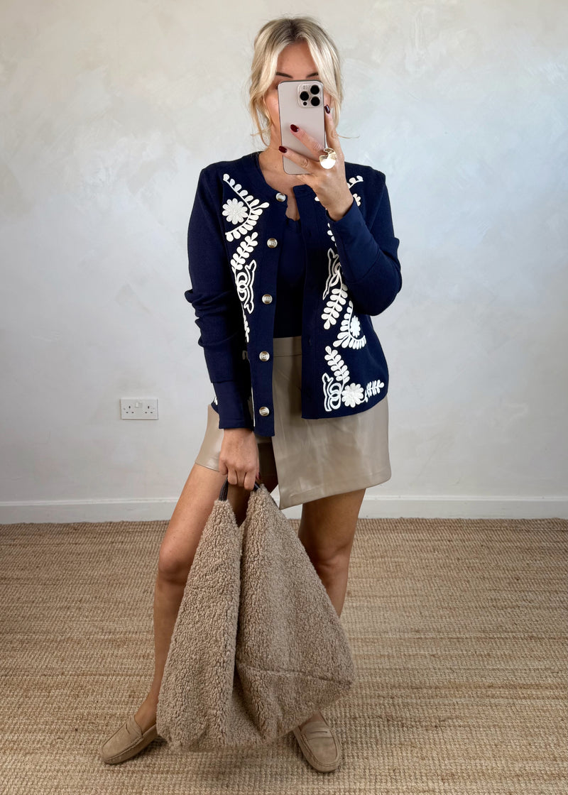 Faux leather skort - beige-The Style Attic