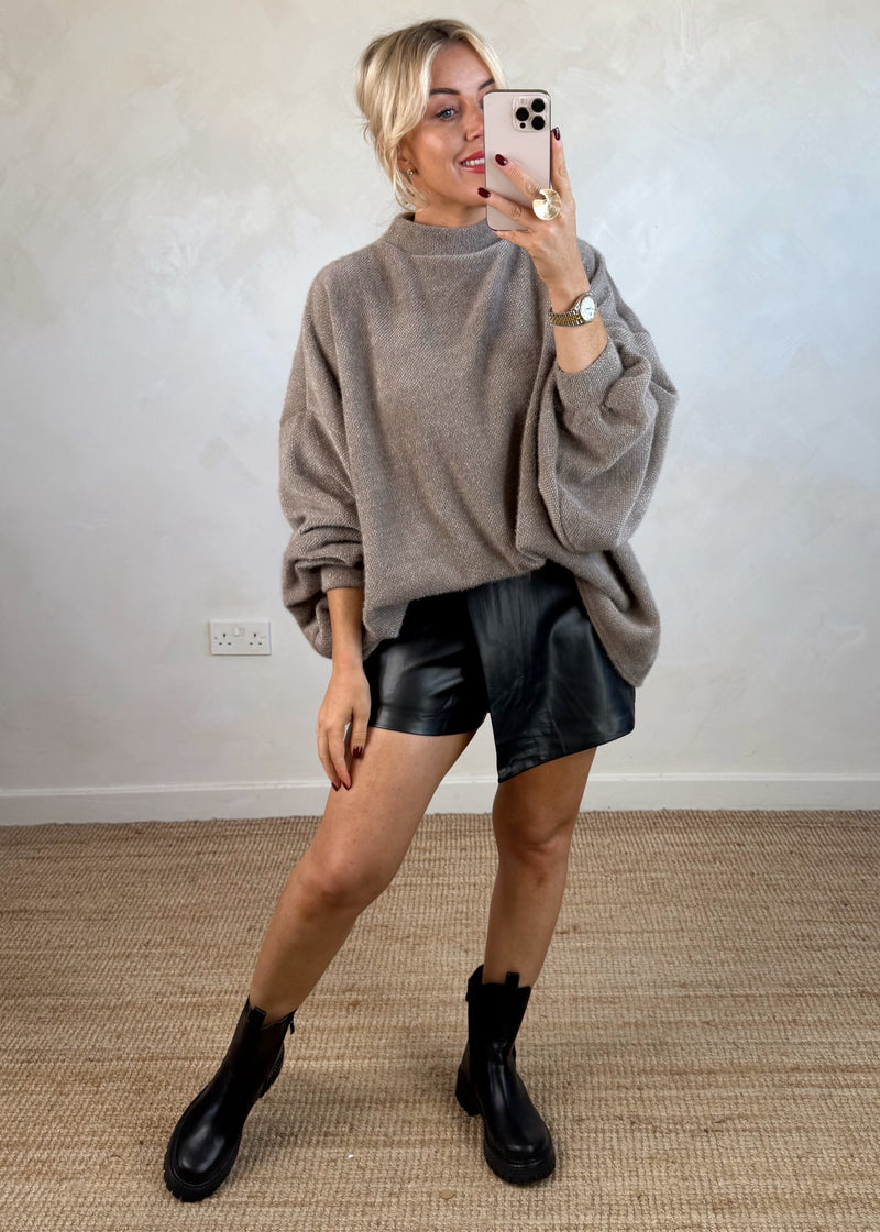 Faux leather skort - black-The Style Attic