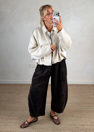 Faux suede bomber jacket - Cream-The Style Attic
