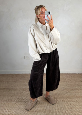 Faux suede bomber jacket - Cream-The Style Attic