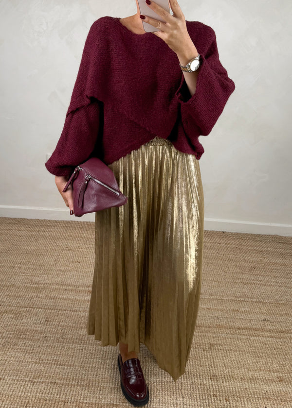 Fern pleated skirt - gold-The Style Attic