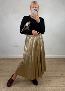 Fern pleated skirt - gold-The Style Attic