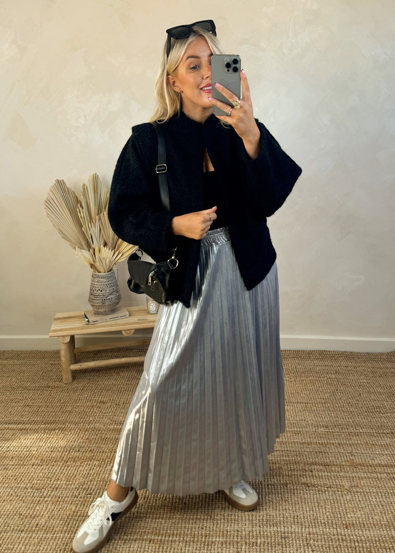 Fern pleated skirt - silver-The Style Attic