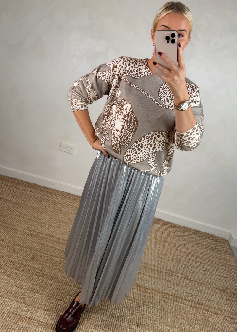 Fern pleated skirt - silver-The Style Attic