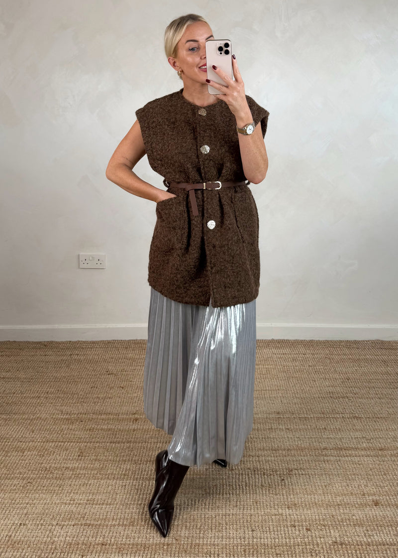 Fern pleated skirt - silver-The Style Attic