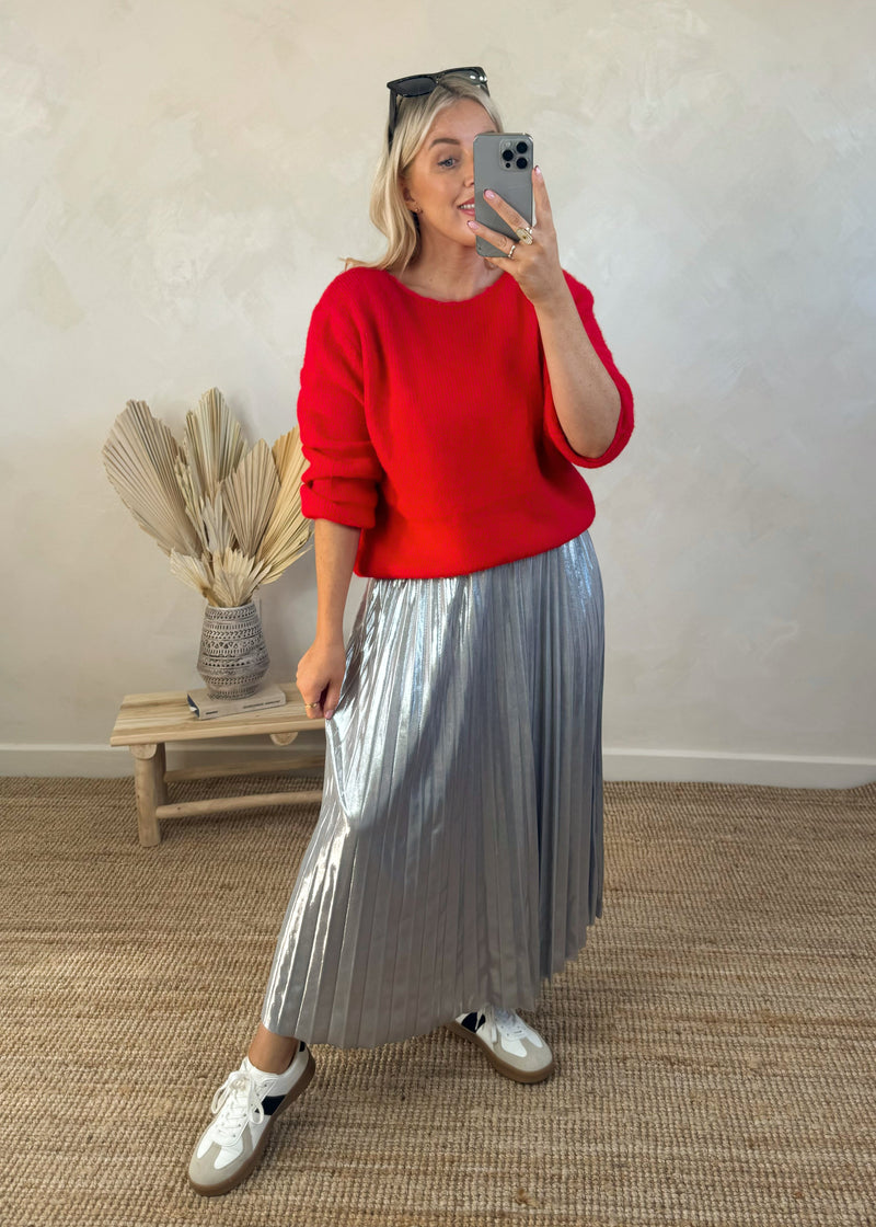 Fern pleated skirt - silver-The Style Attic