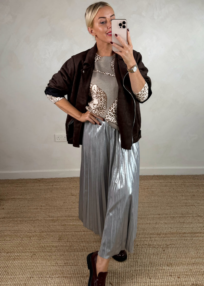Fern pleated skirt - silver-The Style Attic