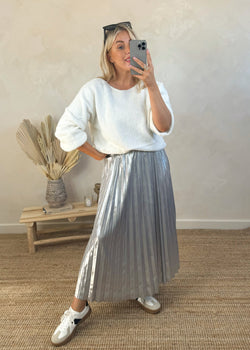 Fern pleated skirt - silver-The Style Attic