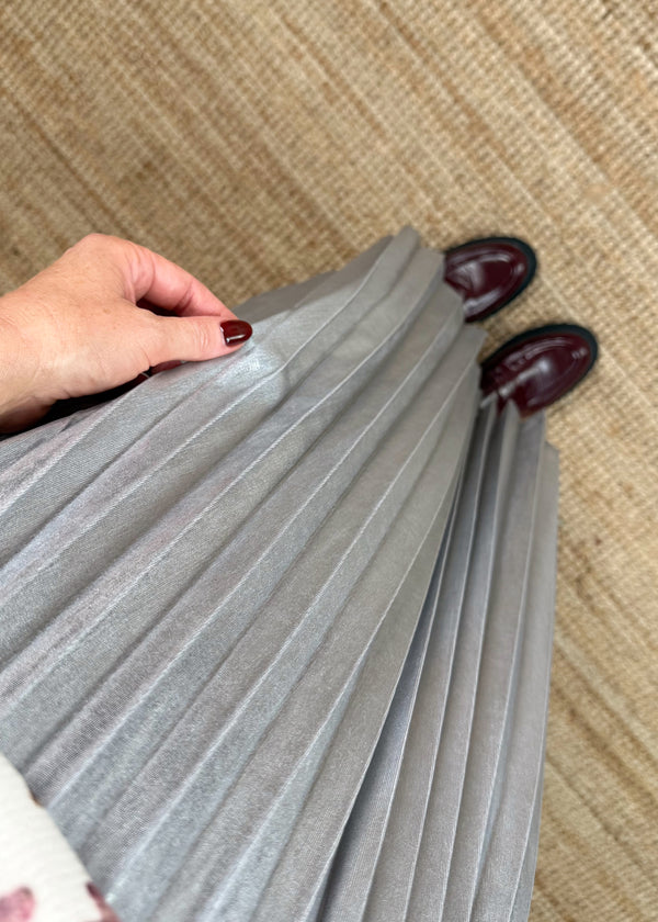 Fern pleated skirt - silver-The Style Attic