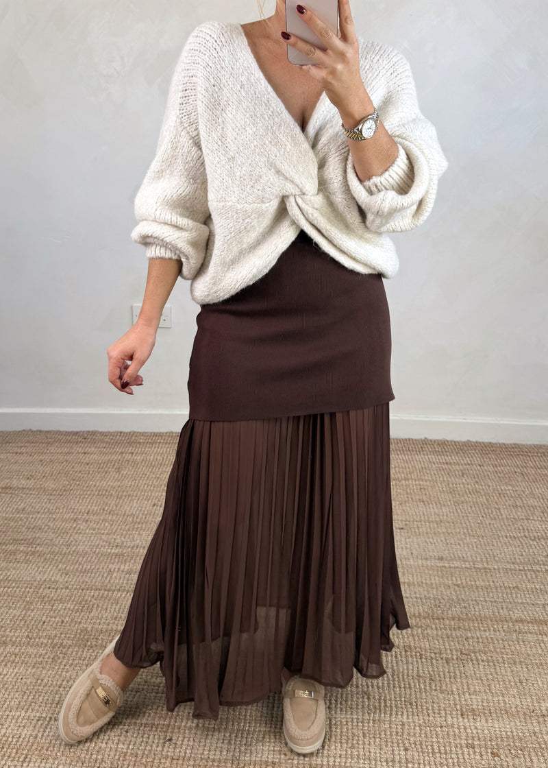 Fifi twist front knit - cream-The Style Attic