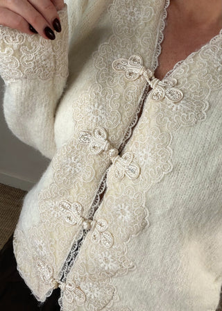 Filigree trim knit - Cream-The Style Attic