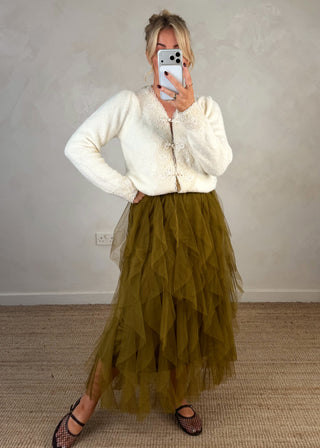 Filigree trim knit - Cream-The Style Attic