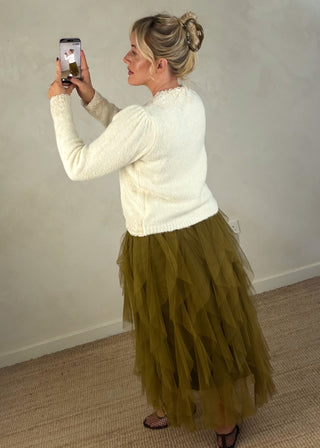 Filigree trim knit - Cream-The Style Attic