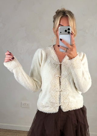Filigree trim knit - Cream-The Style Attic
