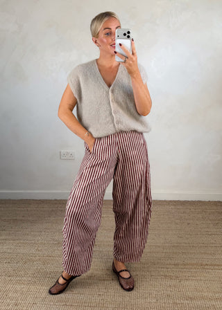 Finch striped trouser - Berry-The Style Attic