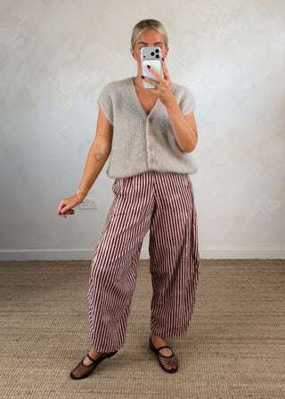 Finch striped trouser - Berry-The Style Attic