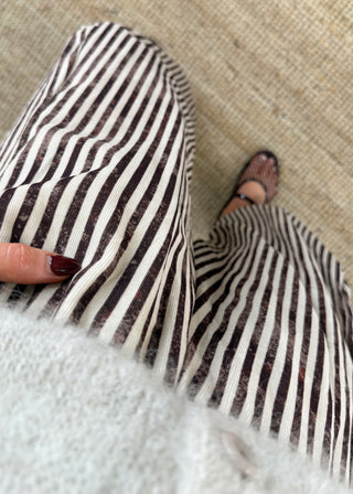 Finch striped trouser - Chocolate-The Style Attic