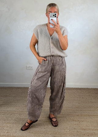 Finch striped trouser - Chocolate-The Style Attic
