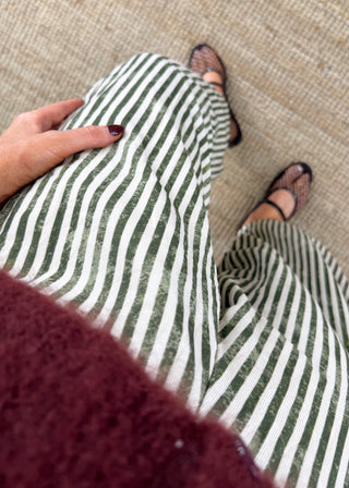 Finch striped trouser - Khaki-The Style Attic