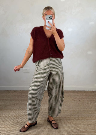 Finch striped trouser - Khaki-The Style Attic