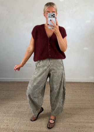 Finch striped trouser - Khaki-The Style Attic