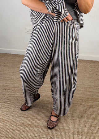 Finch striped trouser - Navy-The Style Attic