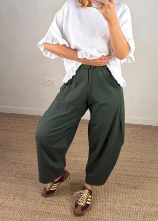 Finn barrel leg trouser - Khaki-The Style Attic