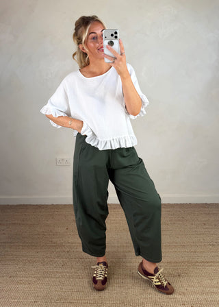 Finn barrel leg trouser - Khaki-The Style Attic