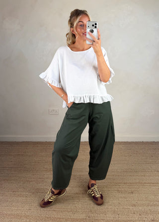 Finn barrel leg trouser - Khaki-The Style Attic