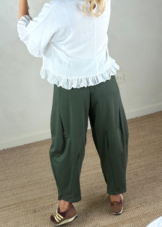 Finn barrel leg trouser - Khaki-The Style Attic
