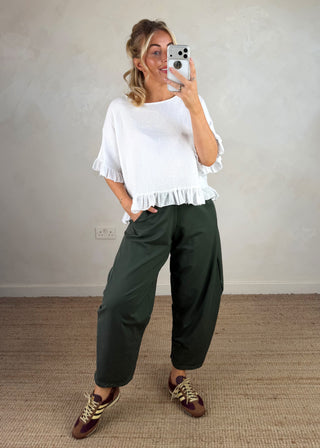 Finn barrel leg trouser - Khaki-The Style Attic